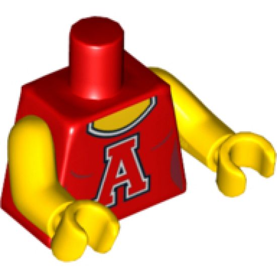 Torso Scoop Neck Female with Red 'A' Pattern / Yellow Arms / Yellow Hands