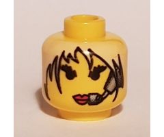 Minifigure, Head Female with Red Lips, White Hair and Headset Pattern - Blocked Open Stud