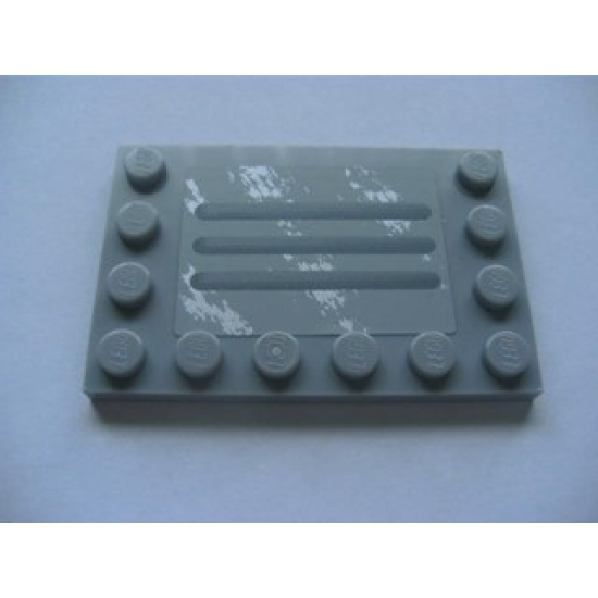 Tile, Modified 4 x 6 with Studs on Edges with Steel Plate with Scratches Type C Pattern (Sticker) - Set 8273