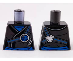 Torso Female Ninjago Robe, Black Hem, Dark Azure Scarf, Sash and Trim Pattern