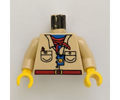 Torso Adventurers Desert Safari Shirt, Blue Neck, Red Bandana, Compass Pattern / Tan Arms / Yellow Hands