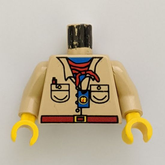 Torso Adventurers Desert Safari Shirt, Blue Neck, Red Bandana, Compass Pattern / Tan Arms / Yellow Hands