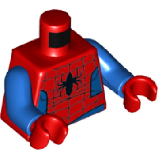 Torso Spider-Man Costume 11 Black Spider, Dark Red Webbing, Blue Vest and Belt Pattern / Blue Arms / Red Hands