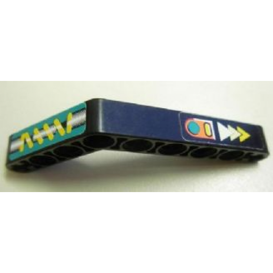 Technic, Liftarm 1 x 9 Bent (6 - 4) Thick with Yellow Spring and Arrows Pattern (Stickers) - Set 8245