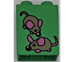 Duplo, Brick 1 x 2 x 2 with Two Mice Pattern