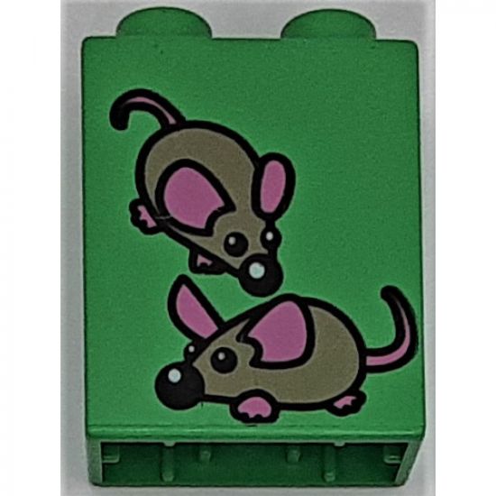 Duplo, Brick 1 x 2 x 2 with Two Mice Pattern