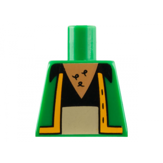 Torso Simpsons Vest with Bright Light Orange Trim, Black Shirt, Tan Pants and Chest Hair Pattern