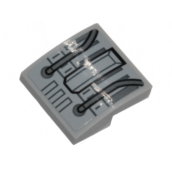 Slope, Curved 2 x 2 with SW Millennium Dark Bluish Gray Wires and Panels Pattern (Sticker) - Set 75257