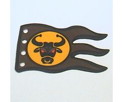 Cloth Flag 8 x 5 Wave with Black Border and Black Bull's Head Pattern