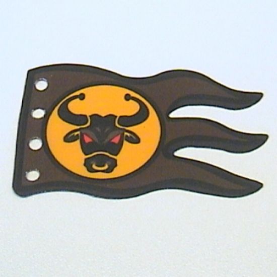 Cloth Flag 8 x 5 Wave with Black Border and Black Bull's Head Pattern