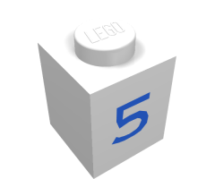 Brick 1 x 1 with Blue '5' Pattern