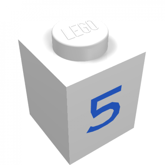 Brick 1 x 1 with Blue '5' Pattern