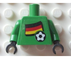 Torso Soccer German Goalie, German Flag Sticker Front, White Number Sticker Back (specify number in listing) / Green Arms / Black Hands
