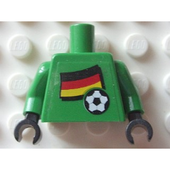 Torso Soccer German Goalie, German Flag Sticker Front, White Number Sticker Back (specify number in listing) / Green Arms / Black Hands