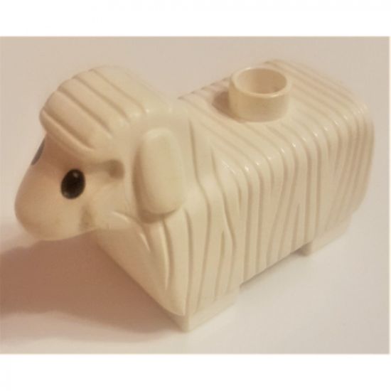 Duplo, Animal Sheep with Flat Ears, Black Eyes Pattern
