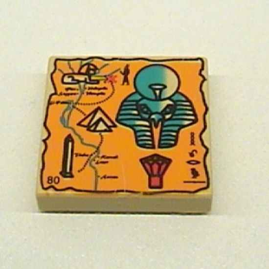 Tile 2 x 2 with Map Orange and Hieroglyphs, 80 Pattern