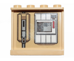 Panel 1 x 4 x 3 with Side Supports - Hollow Studs with SW The Razor Crest Mechanical Elements and Steering Panel Pattern (Sticker) - Set 75292
