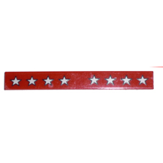 Tile 1 x 8 with 8 White Stars Pattern (Stickers) - Set 5561