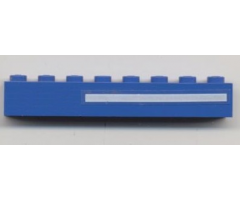 Brick 1 x 8 with White Line Right Pattern (Sticker) - Set 6541