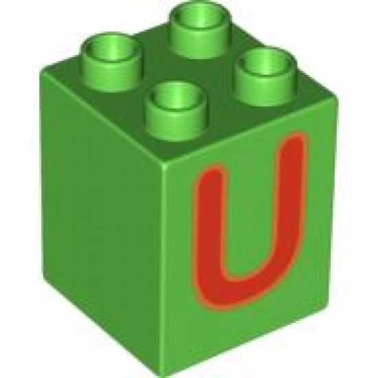 Duplo, Brick 2 x 2 x 2 with Letter U Pattern