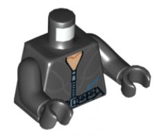 Torso Female Silver Zippered Suit with Belt, Buckle and Blue Lines Pattern / Black Arms / Black Hands