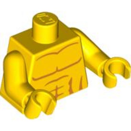 Torso Bare Chest with Muscles Outline Pattern / Yellow Arms / Yellow Hands