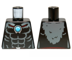 Torso Bare Chest with Muscles, Dark Bluish Gray Fur and Dark Azure Round Jewel (Chi) Pattern