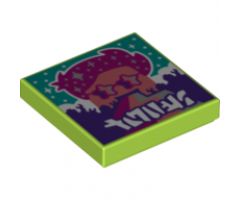 Tile 2 x 2 with BeatBit Album Cover - Coral Minifigure, Magenta Hair and Star Glasses Pattern