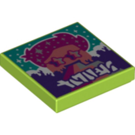Tile 2 x 2 with BeatBit Album Cover - Coral Minifigure, Magenta Hair and Star Glasses Pattern
