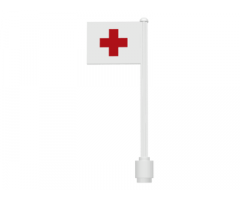 Flag on Flagpole, Straight with Red Cross Pattern on Both Sides (Stickers) - Sets 363-1 / 555-1