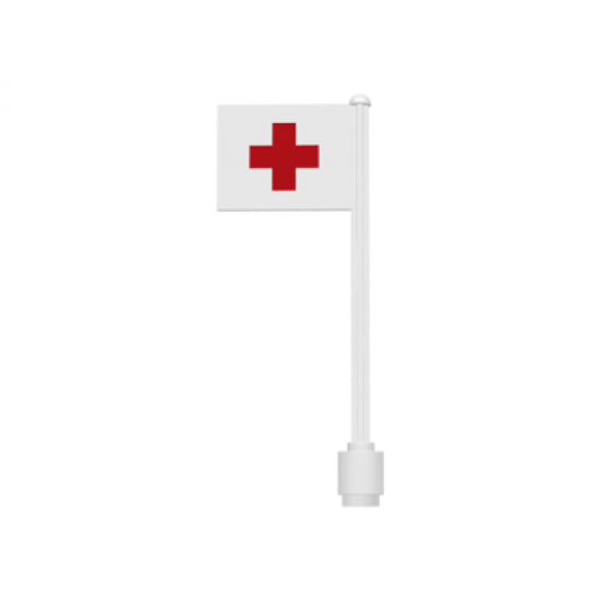Flag on Flagpole, Straight with Red Cross Pattern on Both Sides (Stickers) - Sets 363-1 / 555-1