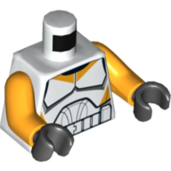 Torso SW Armor Clone Trooper with Bright Light Orange Markings Pattern / Bright Light Orange Arms / Black Hands