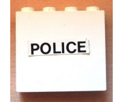 Panel 1 x 4 x 3 - Solid Studs with Black 'POLICE' on White Background Pattern (Sticker) - Set 6676