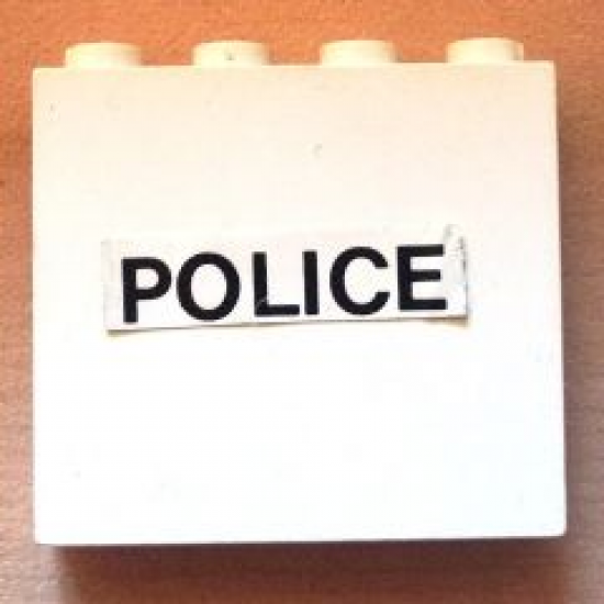 Panel 1 x 4 x 3 - Solid Studs with Black 'POLICE' on White Background Pattern (Sticker) - Set 6676