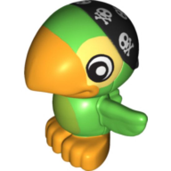 Duplo, Animal Bird Parrot with Black Cloth Wrap with Skulls Pattern (Skully)