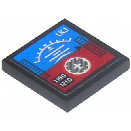 Tile 2 x 2 with Flight Instruments and '1190' and '1210' and 'LKJ' Pattern (Sticker) - Set 42025