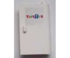 Door 1 x 3 x 4 Right - Open Between Top and Bottom Hinge with 'TOYS R US' on White Background Pattern (Sticker) - Set 7848