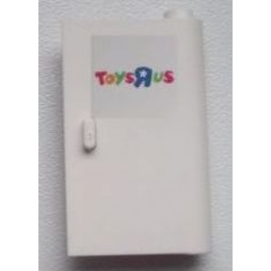 Door 1 x 3 x 4 Right - Open Between Top and Bottom Hinge with 'TOYS R US' on White Background Pattern (Sticker) - Set 7848
