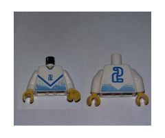 Torso Soccer Blue Chevron and No. 2 Front and Back Pattern / White Arms / Yellow Hands