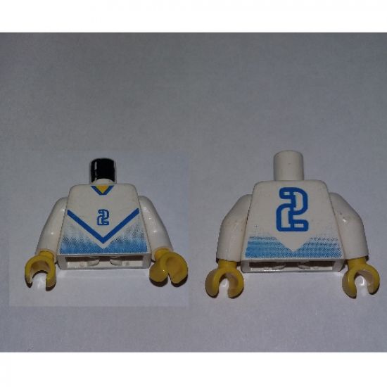 Torso Soccer Blue Chevron and No. 2 Front and Back Pattern / White Arms / Yellow Hands