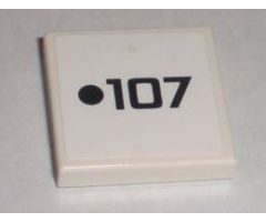 Tile 2 x 2 with Black Dot and '107' Pattern (Sticker) - Set 8211