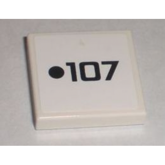 Tile 2 x 2 with Black Dot and '107' Pattern (Sticker) - Set 8211