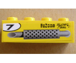 Brick 1 x 4 with Silver Exhaust Pipe, '7' in Circle and 'FuZone Super Fast' Pattern Model Right (Sticker) - Set 8154
