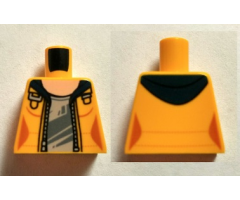 Torso Female Jacket Open with Dark Blue Hood over Light Bluish Gray Shirt and Light Nougat Neck Pattern