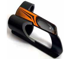Technic, Panel Fairing # 6 Small Short, Large Hole, Side B with Silver Oval and Black and Orange Pattern (Sticker) - Set 8516