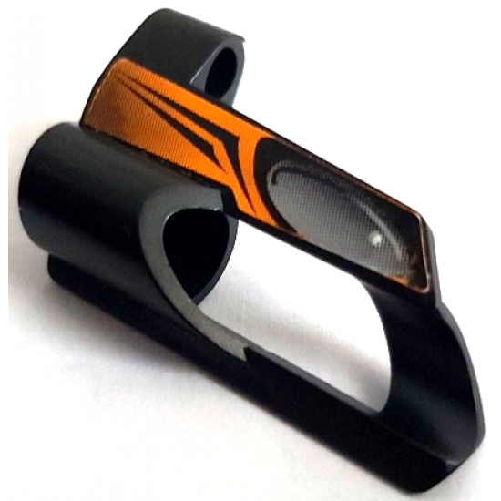 Technic, Panel Fairing # 6 Small Short, Large Hole, Side B with Silver Oval and Black and Orange Pattern (Sticker) - Set 8516