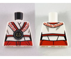 Torso Ninjago Robe with Black and Red Trim with Black Emblem and Wolf Pattern