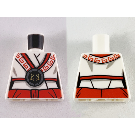 Torso Ninjago Robe with Black and Red Trim with Black Emblem and Wolf Pattern