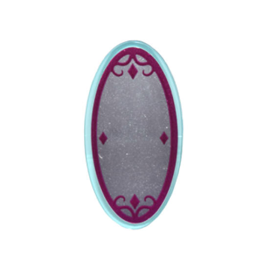 Minifigure, Shield Oval with Silver Mirror in Magenta Frame and 4 Diamonds Pattern (Sticker) - Set 41180