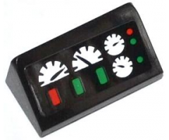 Slope 30 1 x 2 x 2/3 with Green and Red Buttons and 4 Gauges Pattern (Sticker) - Set 42008
